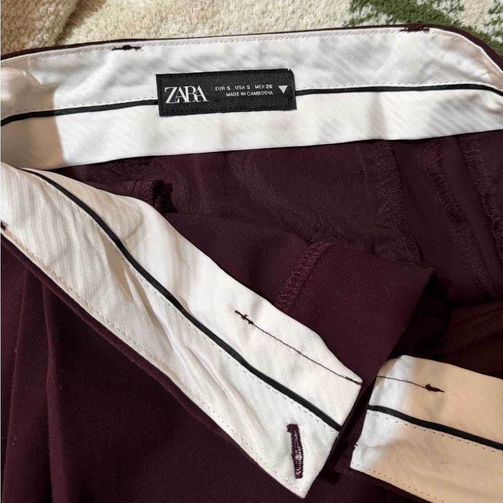 Zara Deep Burgundy Shirt with White Trim